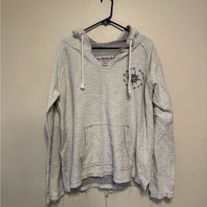 Cozy Light Gray Hooded Women's Sweater with Front Pocket